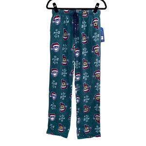 NWT Life Is Good Santa Dog Fleece Pajama Pants Mens Sz S Lounge Holiday Relax